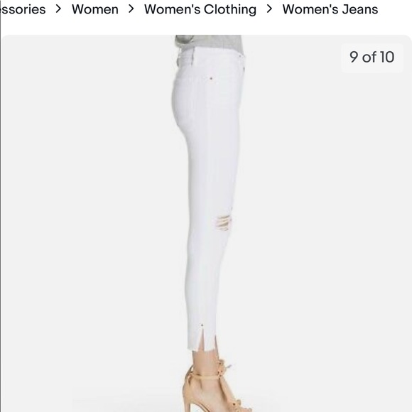 FRAME Le High Skinny Crop in Blanc Transit White Destroyed Stretch Jeans - Picture 2 of 9